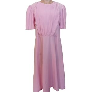 Vintage 80s Women's Sandi Dee Modest Light Pink Dress Frilly Feminine 13/14 READ